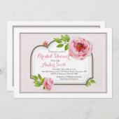 ピンクピーニーフレーム4招待状 招待状 (正面/裏面)