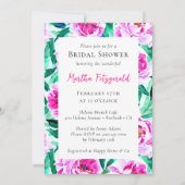 ピンクピーニーフローラブライダルシャワー 招待状 (正面)