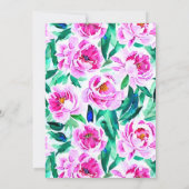 ピンクピーニーフローラブライダルシャワー 招待状 (裏面)