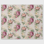 ピンクピーニーフローラリースブライダルシャワー ラッピングペーパー (フラット)