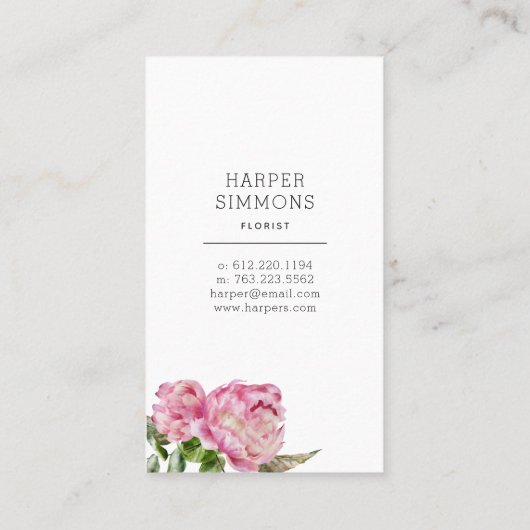 ピンクピーニーフローラ 名刺 (裏面)