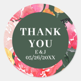 ピンクピーニーブーケフローラグリーン結婚ズ ラウンドシール