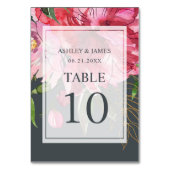 ピンクピーニーボホシックフローラボタニカル結婚ズ テーブルナンバー (裏面)