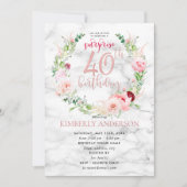 ピンクピーニーリースバラ金ゴールドマーブルサプライズ40th 招待状 (正面)