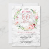 ピンクピーニーリースバラ金ゴールドマーブルサプライズ60th 招待状 (正面)