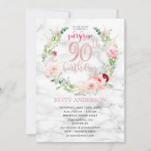 ピンクピーニーリースバラ金ゴールドマーブルサプライズ90th 招待状 (正面)