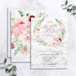 ピンクピーニーリースバラ金ゴールドマーブルタイポグラフィ50th 招待状<br><div class="desc">今まで私の常にデザインを手に入お気に入りのれ、この豪華な誕生日の招待状は私が見た中で最も美しい水の色の花模様を特徴とする – 非常に現実的な写真のように見える！ピンクの牡丹とアスティルベ、ダリア、ネギの玉、ユーカリの枝、繊細なブルゴーニュ菊のリースは、美しい白い大理石のテクスチャの背景の上にバラの金ゴールドホイルフェイクグ"50th birthday"手文字のデザインを取り囲んでいる。この美しいエレガントデザインは失望しない。著作権エレガント招待状、すべての権利を留保。P.S.もしこのデザインが好きで、93位や101位など違うの1年間それを必要としているの連絡で、お願いだから作ってもらおう！追加料金なし。</div>