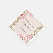 ピンクピーニーロココヴィンテージフローラベビーシャワー スタンダードカクテルナプキン (角)