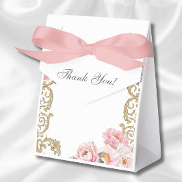 ピンクピーニーロココヴィンテージフローラベビーシャワー フェイバーボックス