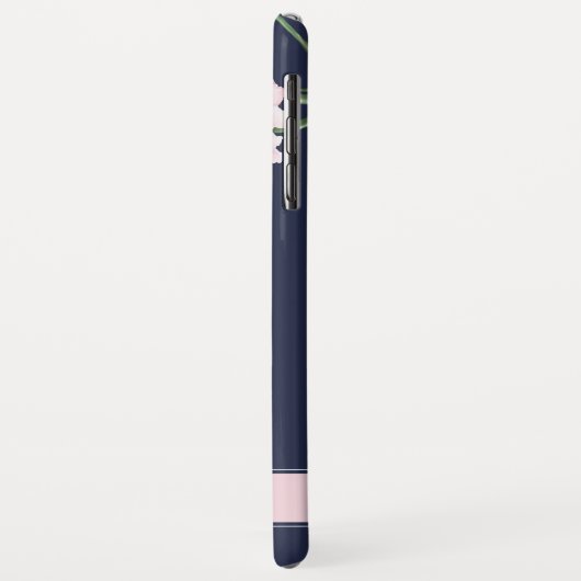 ピンクピーニー水彩フローラ海軍名 Case-Mate iPhoneケース (裏面/左)