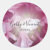 ピンクピーニー結婚フローラ封筒用シール ラウンドシール (正面)