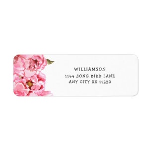 ピンクピーニー赤ちゃんシャワー差出人住所ラベル ラベル