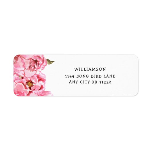 ピンクピーニー赤ちゃんシャワー差出人住所ラベル ラベル (正面)