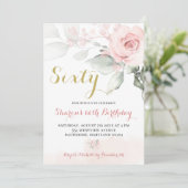 ピンクピーニー赤面フローラ誕生日招待状 招待状 (スタンド正面)