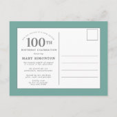 ピンクピーニー100誕生日 インビテーションポストカード (裏面)