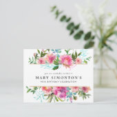 ピンクピーニー90誕生日 インビテーションポストカード (スタンド正面)