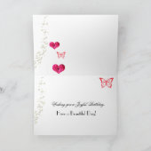 ピンクピーニー&パール誕生日カード カード (内部)