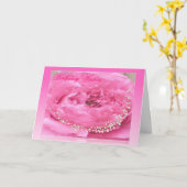 ピンクピーニー&パール誕生日カード カード (黄色い花)