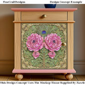 ピンクピーニー&ピーコック羽毛タイルEH6デコページ 薄葉紙