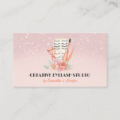 ピンクピ図解入りの、写真付きのーツァーカーラーまつげ 名刺 (正面)