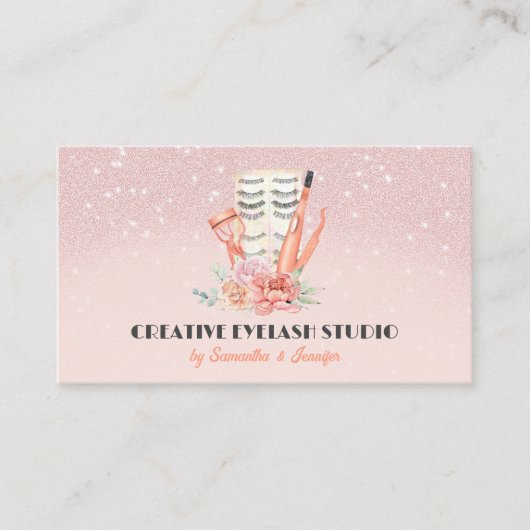 ピンクピ図解入りの、写真付きのーツァーカーラーまつげ 名刺 (正面)