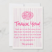 ピンクピ描ザスペシャルデリバリーガールベビーシャワー サンキューカード (正面)