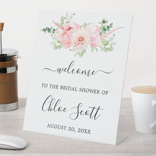 ピンクピ素朴オニーフローラブライダルシャワーへようこそ 台座サイン (インサイチュ)