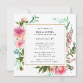 ピンクピ素朴オニーフローラブライダルシャワー 招待状 (正面)