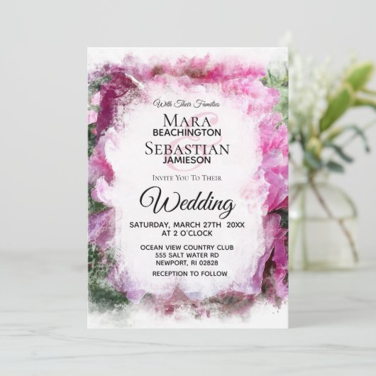 *~*ピンクピ絵を描オニ芸術的ーのAR1結婚s 招待状 (スタンド正面)