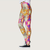 ピンクファイアオーキッド超リアルウォーターのカラーフローラ レギンス (左)