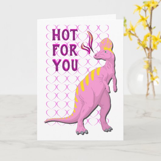 ピンクファイアブリージングドラゴンハッピーバレンタインデー カード (黄色い花)