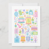 ピンクファイブ・イズ・スウィート 5歳の誕生日パーティー招待状 招待状 (裏面)