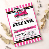 ピンクファイヤーエンジンベビーシャワー招待状 招待状