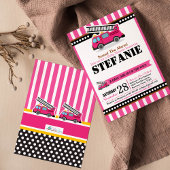 ピンクファイヤーエンジンベビーシャワー招待状 招待状