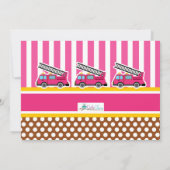 ピンクファイヤーエンジン誕生日パーティフォト招待状 招待状 (裏面)