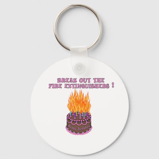 ピンクファイヤーシーザーお誕生日ケーキ キーホルダー (正面)