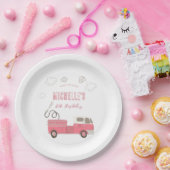 ピンクファイヤートラック誕生日 ペーパープレート (パーティー)