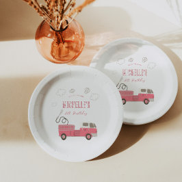 ピンクファイヤートラック誕生日 ペーパープレート