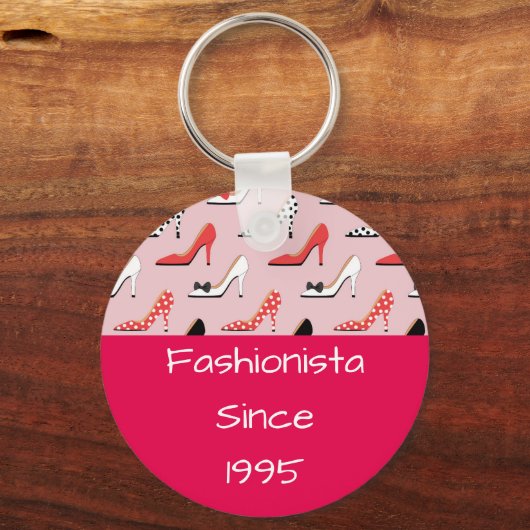 ピンクファッショニスタハイヒールピンクデザイン キーホルダー (正面)