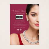 ピンクファッションジュエリービジネスロゴサンキューカード (正面)