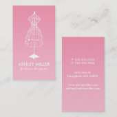 ピンクファッションデザイナードレス型枠名刺 名刺 (正面/裏面)