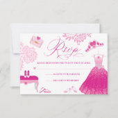 ピンクファッションドリームガウンワードローブキンセアニェラパーティー 出欠カード (正面)