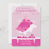 ピンクファッションドリームガウンワードローブキンセアニェラパーティー 招待状 (正面)