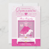 ピンクファッションドリームガウンワードローブキンセアニェラパーティー 招待状 (正面)