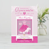 ピンクファッションドリームガウンワードローブキンセアニェラパーティー 招待状 (スタンド正面)