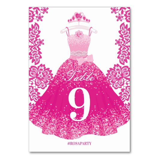 ピンクファッションドリームプリンセスガウンキンセアニェラパーティー テーブルナンバー (正面)