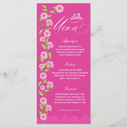 ピンクファッションドリームプリンセスガウンキンセアニェラパーティー メニュー (正面)