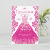ピンクファッションドリームプリンセスガウンキンセアニェラパーティー 招待状 (スタンド正面)