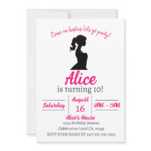 ピンクファッションドール誕生日パーティーの招待