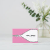 ピンクファッション業界ジッパー名刺 名刺 (スタンド正面)